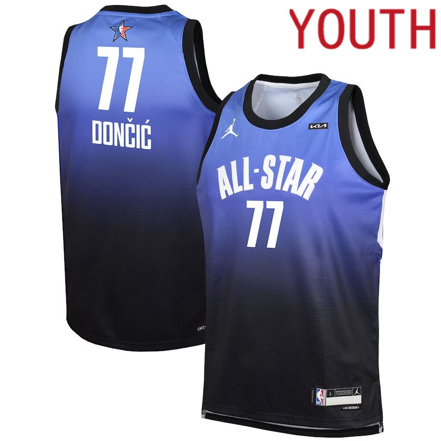 Youth Dallas Mavericks #77 Luka Doncic Jordan Brand Blue 2023 NBA All-Star Game Swingman NBA Jersey